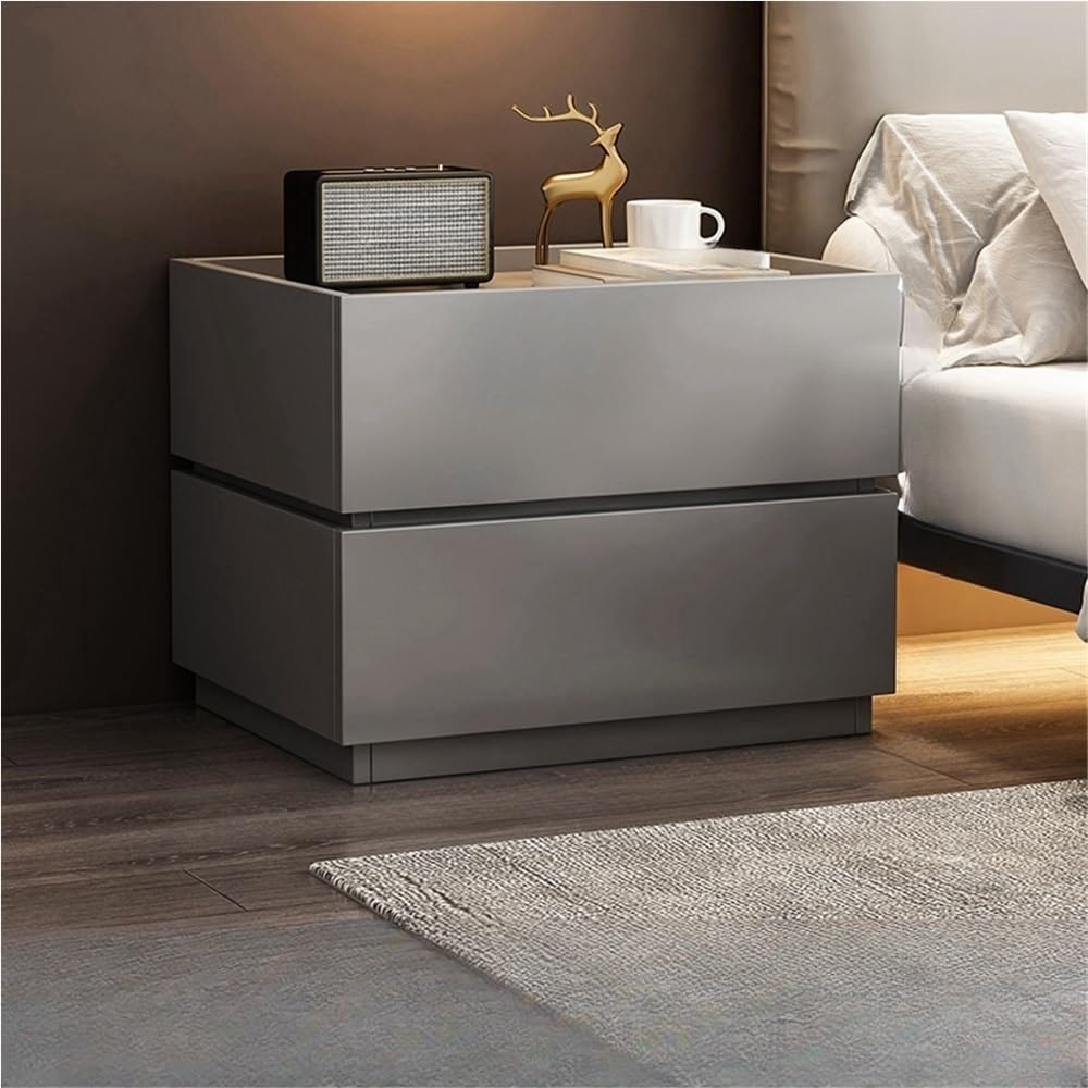 Wasdfzxc Nightstand, Bedside Cabinet, Night Table with 2 Storage Drawers, Bedside Table with Full Floor Standing, Modern End Table for Bedroom, Living