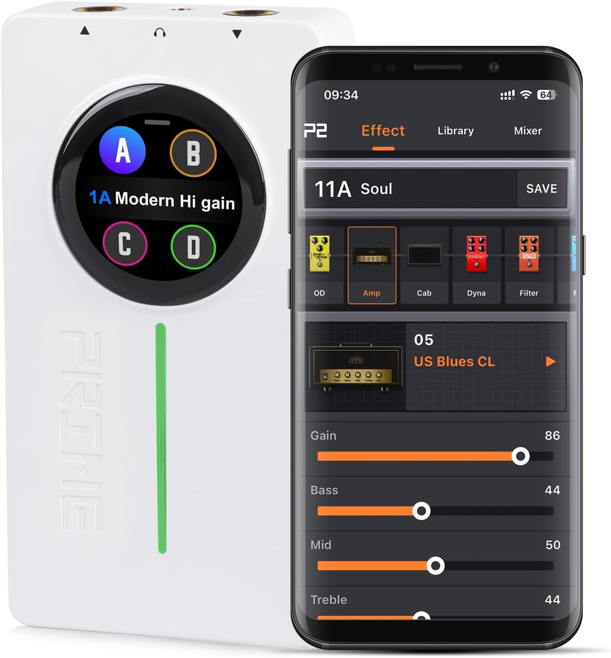 MOOER P2 Guitar Multi-Effects Pedal Headphone with Al-Preset Touchscreen 134 Built-in Guitar/Bass/Acoustic Effects 10 GNR 10 3rd IR Slots 80' Looper 56 Drum Machine Tuner Stereo OTG MIDI Controller