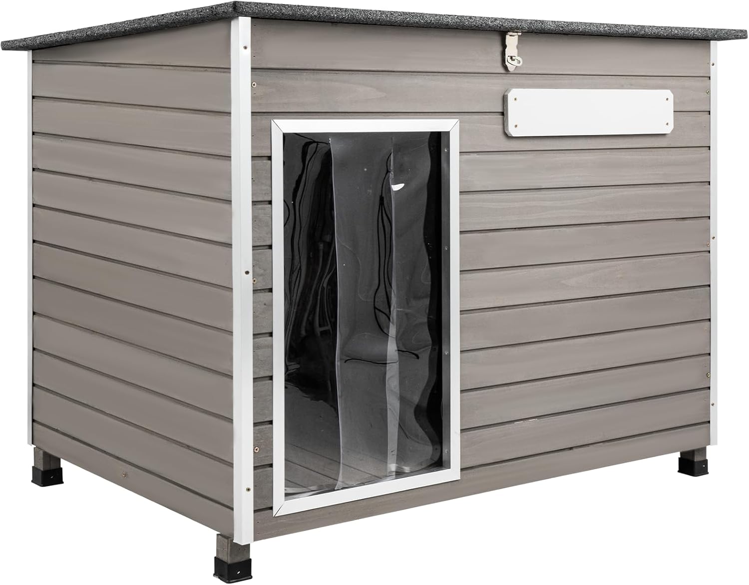 Gowoodhut Dog House Outdoor & Indoor Wooden Dog Kennel for Medium to Large Dogs,43.6" L Natural Fir Wood Dog Houses with Weatherproof Roof,Removable Floors,Raised Feet