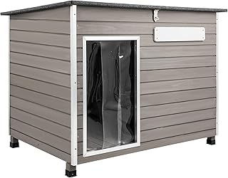 Dog House Outdoor & Indoor Wooden Dog Kennel for Medium to Large Dogs,43.6" L Natural Fir Wood Dog Houses with Weatherproof Roof,Removable Floors,Raised Feet