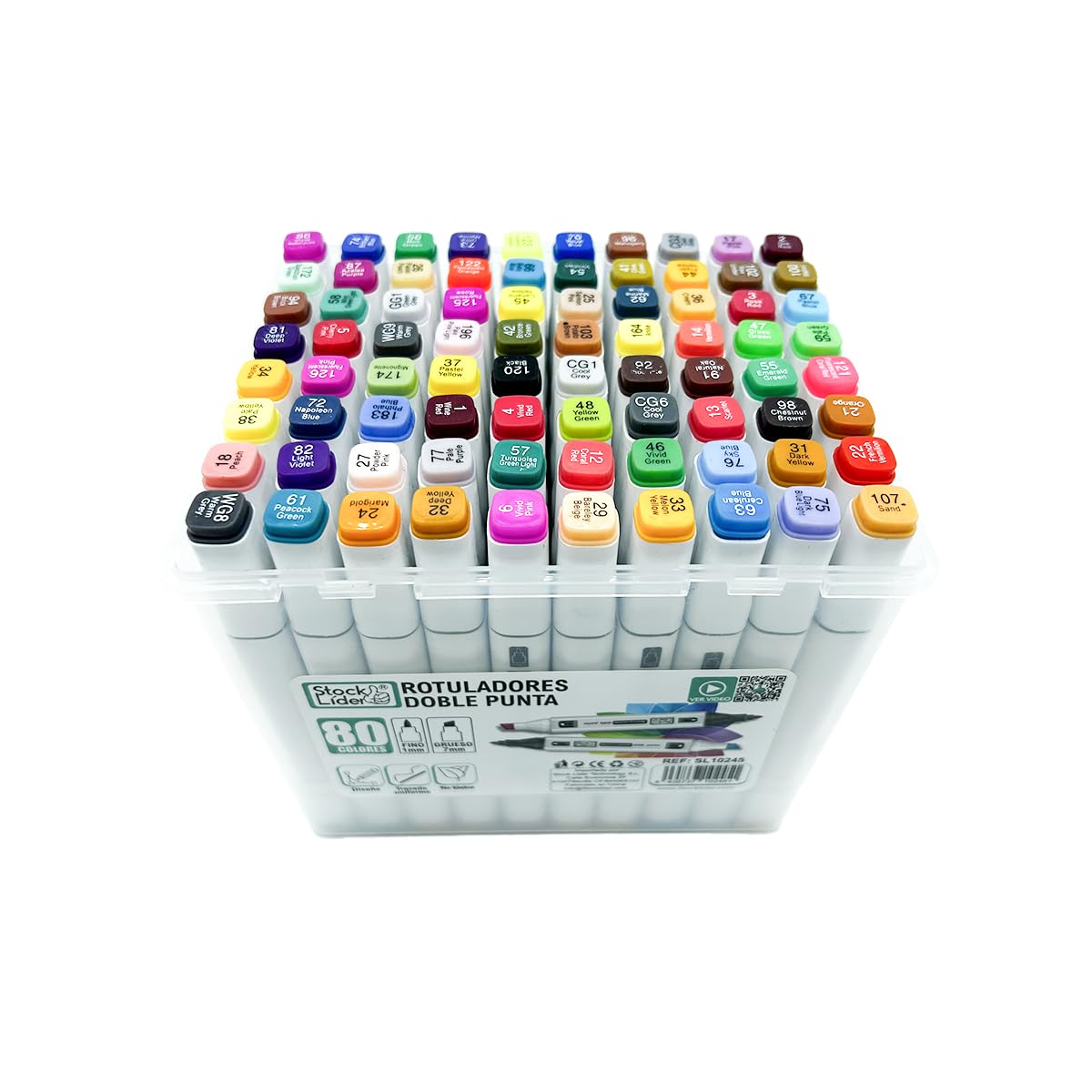 Set de Rotuladores Duales: 80 rotuladores doble punta, rotuladores profesionales, caja rotuladores – Para uso en diseño, renderizado, cómics, proyectos de bricolaje. (80)
