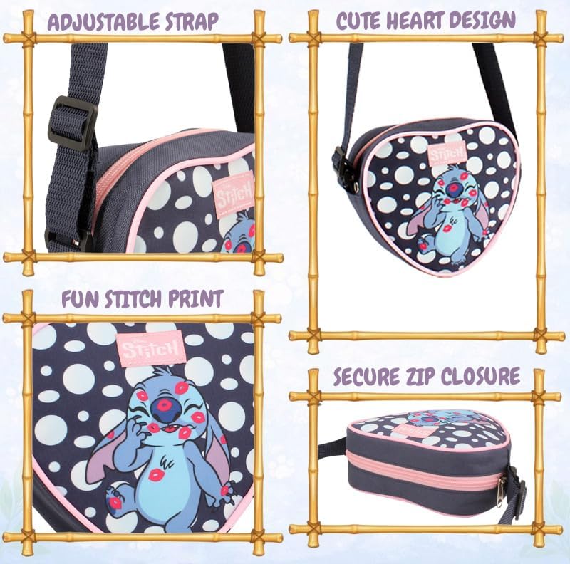 Disney Stitch Crossbody Bag for Girls Kids – Cute Heart Shaped Purse, Mini Shoulder Bags, Small Travel Handbag Gift - Image 5
