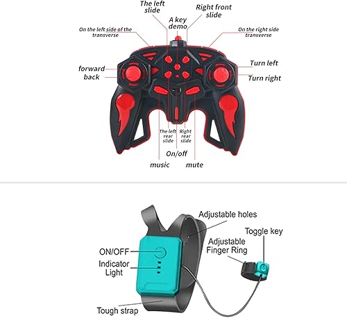 Miniatura 5 de Syozac Auto de acrobacias RC con detección de gestos con luz, 2.4G 4WD controlado a mano gravedad juguete con control remoto de 360 para niños a