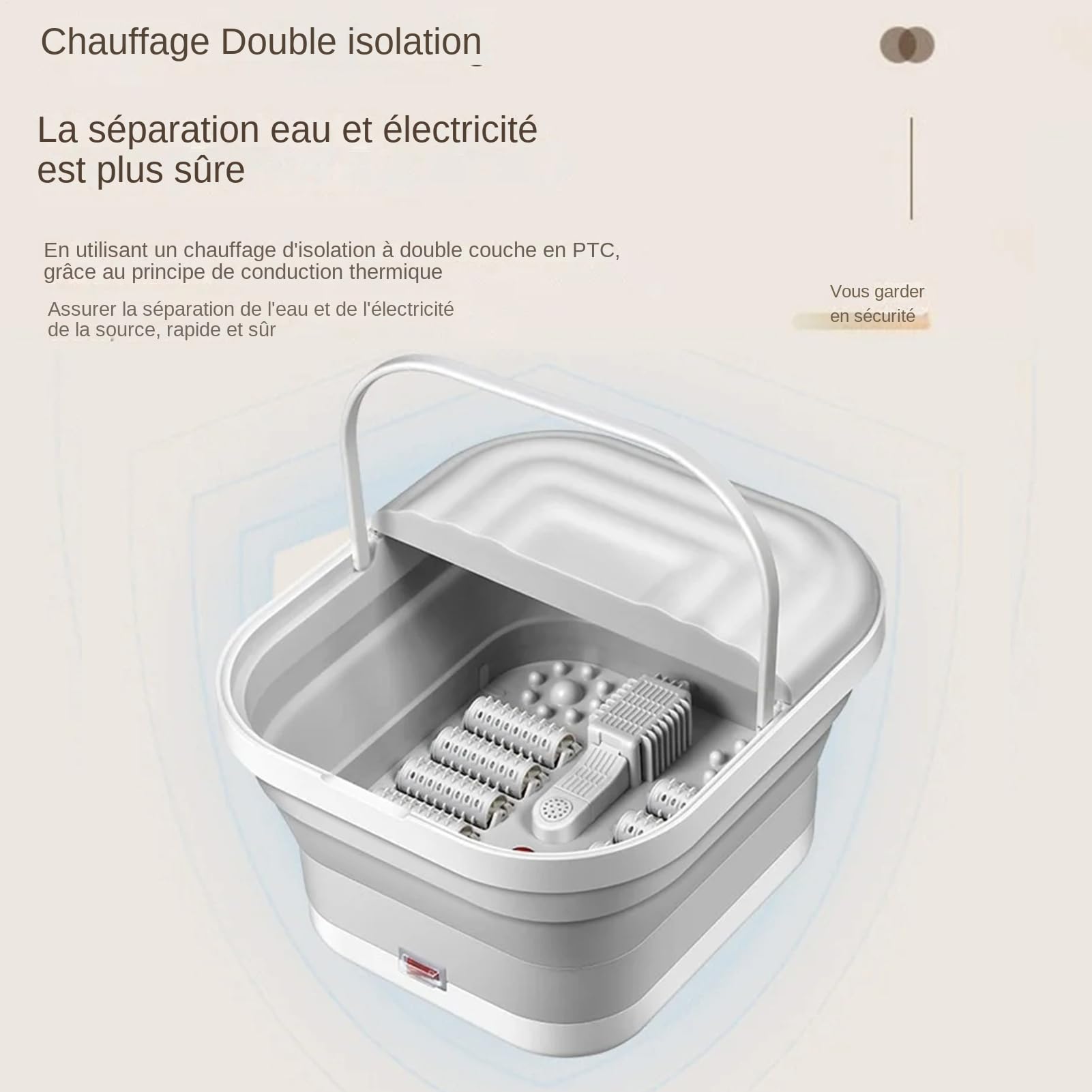 Baño de pies con calefacción y masaje - Baño de pies plegable y de masaje | Cubo de baño de pies plegable para viajes | Dispositivo de masaje de rodillos de relajación diaria para el trabajo