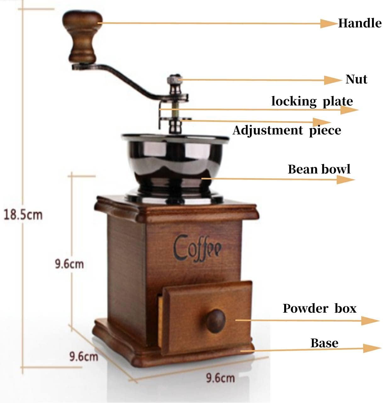 Vintage Manual Coffee Grinder,Ceramic Conical Burr Portable Coffee