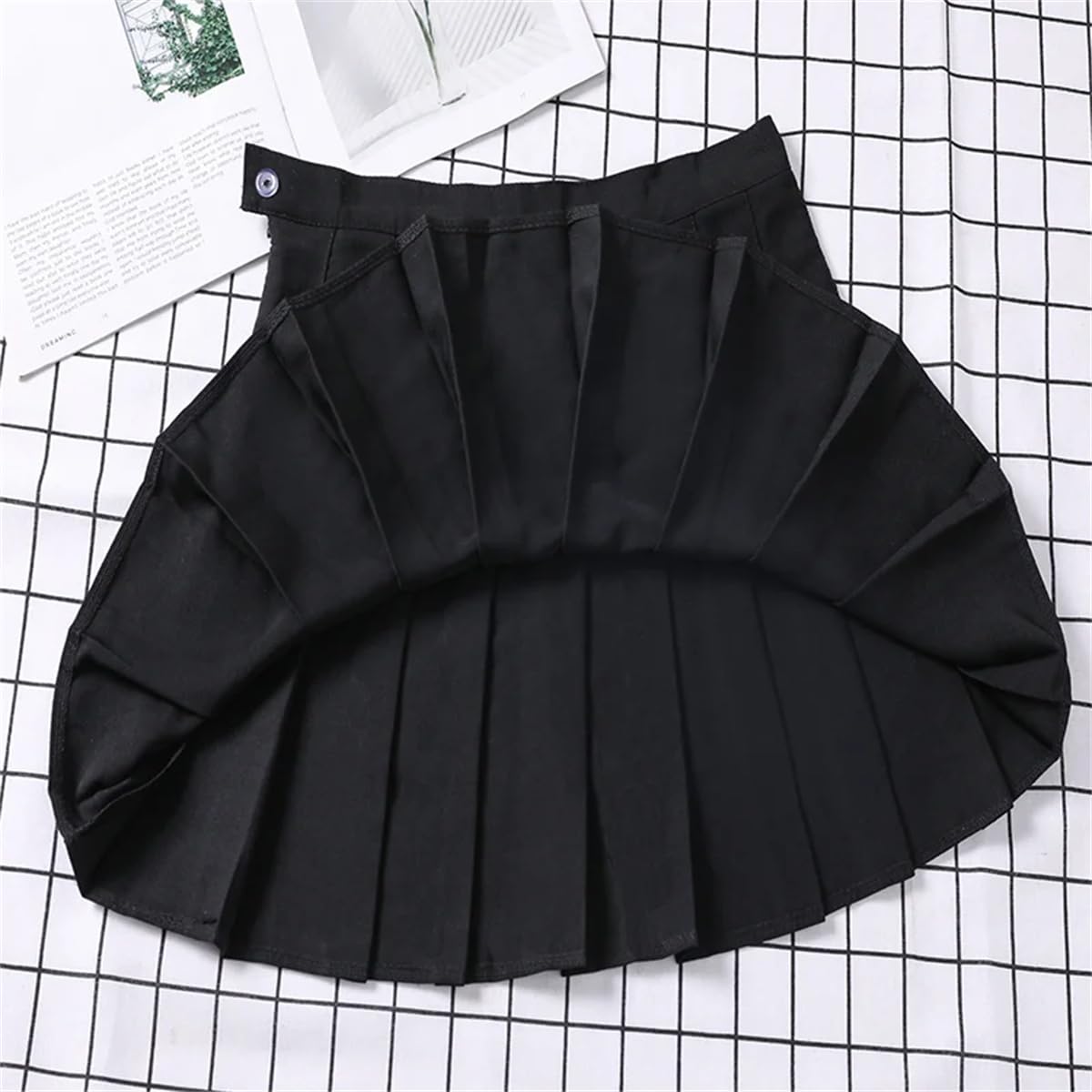 Falda Corta De Cintura Alta A Cuadros Harajuku Plisada Mini Negra De Moda para Mujer De Primavera Y Verano