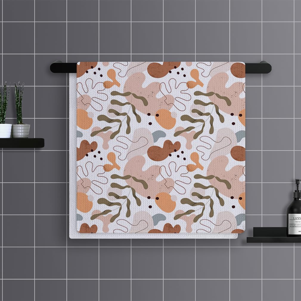 Trapos Cocina Hojas Verdes Naranjas Paños de Cocina Suaves y Absorbentes Paños Cocina Reutilizables Trapos de Cocina para Secar Toallas Lavable Toallas de Barra Juego de 4 (40x60cm)