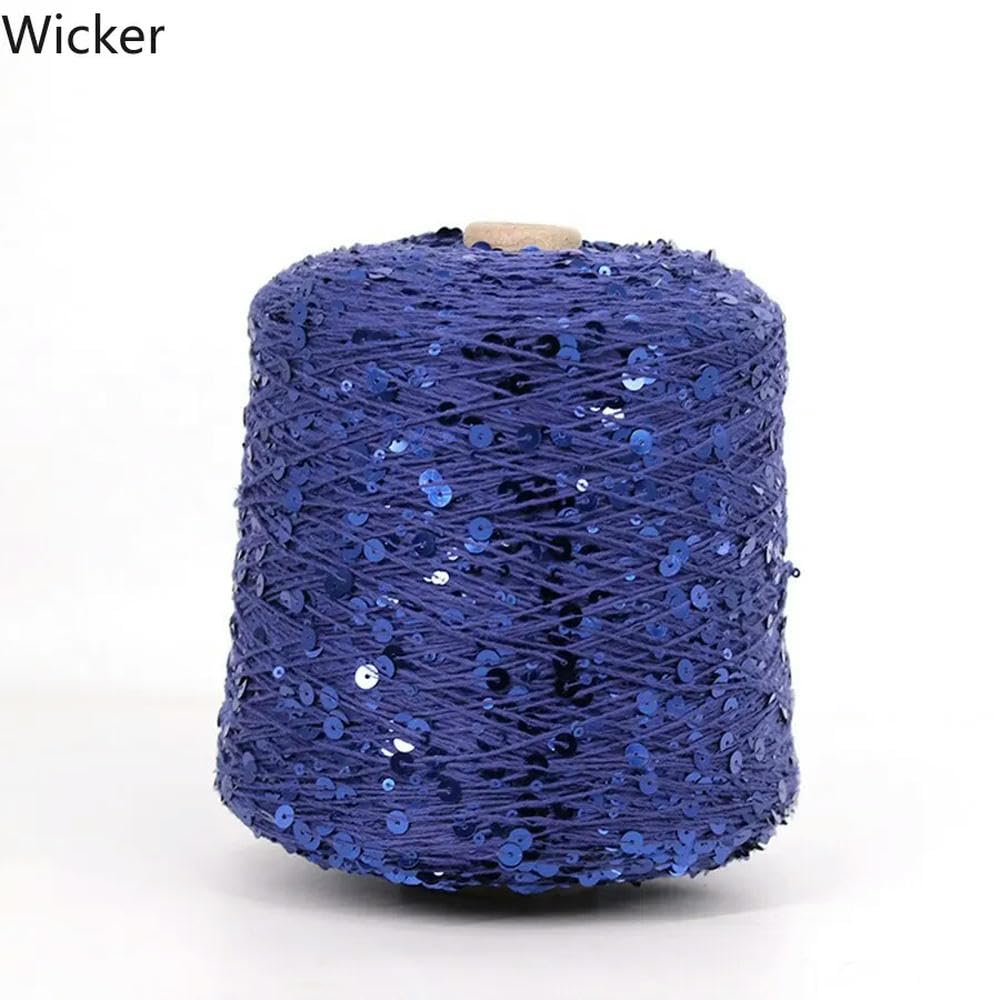 LIUXIN Hilo de algodón de fantasía de 500 g, Hilo de Tejer con Lentejuelas de 6 mm/3 mm, Hilo Ideal para Combinar con Otros Hilos, 1400 m
