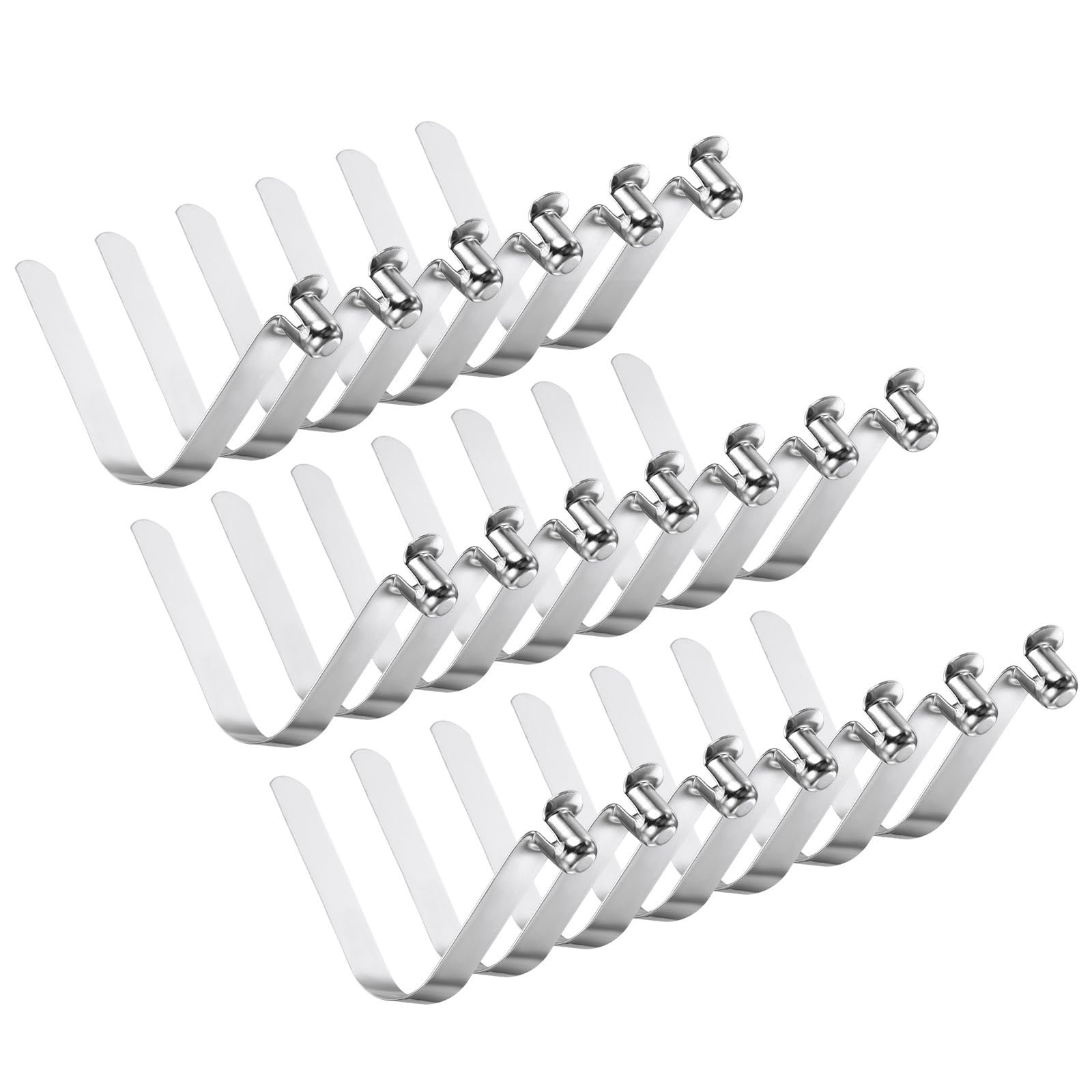 PATIKIL 10 x 8mm Kayak Paddle Snaps, 20 Pack Tent Pole Clips Steel V Shaped Single Pin Push Button Spring Clips Lock Tube Pole Clips for Camping Awning, Silver Tone, 50mm Long