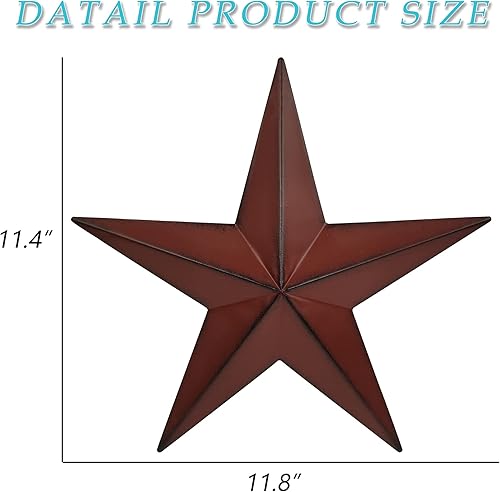Miniatura 7 de COOZZYHUOR - 3 piezas de decoración de pared de estrella de granero roja y negra de 11.8 pulgadas, estrellas de metal americanas para exteriores o
