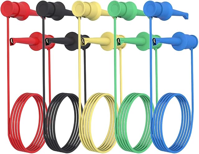 iplusmile 5 Pcs Silicone Mini Grabber Test Leads Multimeter Test Hook Clips Cables Wires for Electronic Testing Connecting