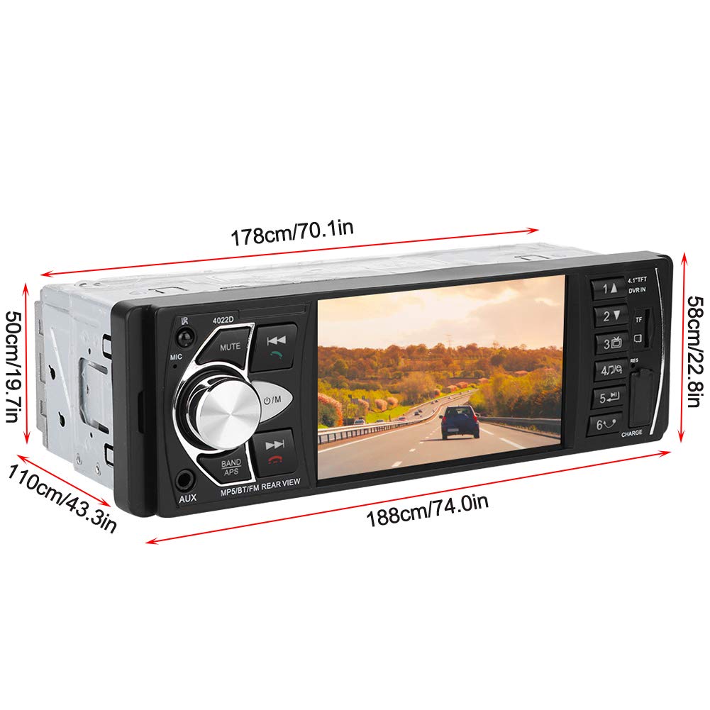 Jugador mp5-Qiilu Radio de Coche de 4.1 Pulgadas con Bluetooth, Reproductor Multimedia MP5 Manos Libres, Pantalla táctil capacitiva, micrófono Integrado Compatible con BT TF USB FM