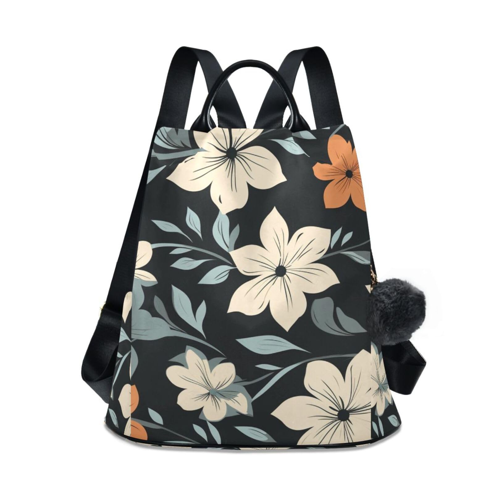 Retro Leaves Flowers Backpack for Women Anti Theft Large Fashion Travel Shoulder Bag Purse Rucksack Lightweight