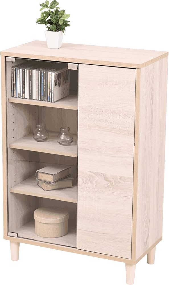 Amazon｜JKプラン ガラスキャビネット 脚付き 幅60 奥行30 高さ90