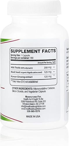 Miniatura 2 de Health As It Ought To Be Liver Syn3rgy Suplemento | Cápsulas formuladas por médicos con cardo mariano, semillas negras, ginseng coreano | 180