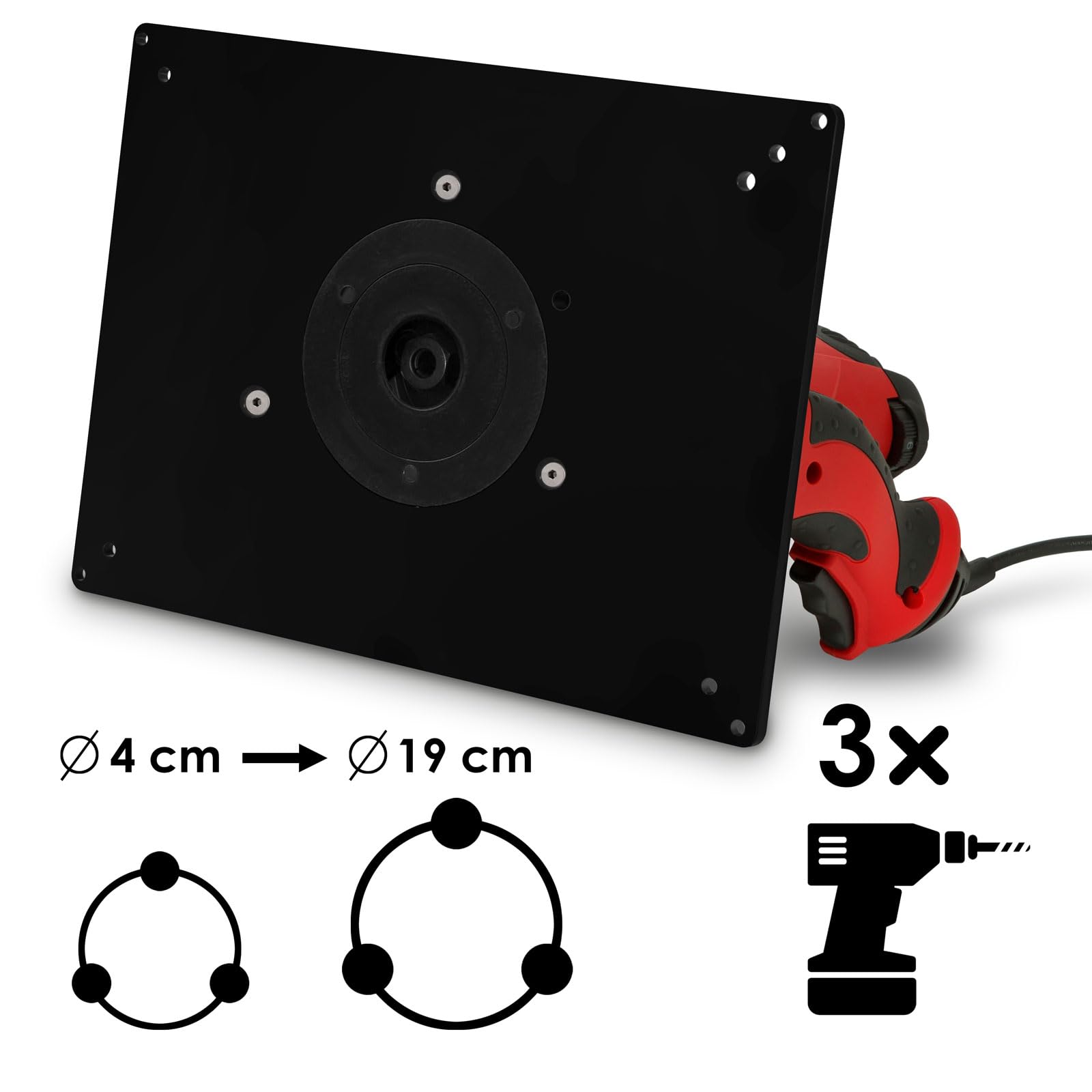 EBERTH Tavolo per fresatrice, banco da lavoro per fresatrice, tavolo da lavoro 810 x 610 mm, diametro cesto fresa 40-190 mm, altezza di lavoro 880 mm, attacco per hoover, spessore tavolo 36 mm