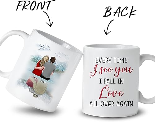 Miniatura 9 de Gossby Taza para parejas, regalo personalizado para pareja, marido, esposa, novio, novia, con nombre, San Valentín, boda, aniversario, regalo de
