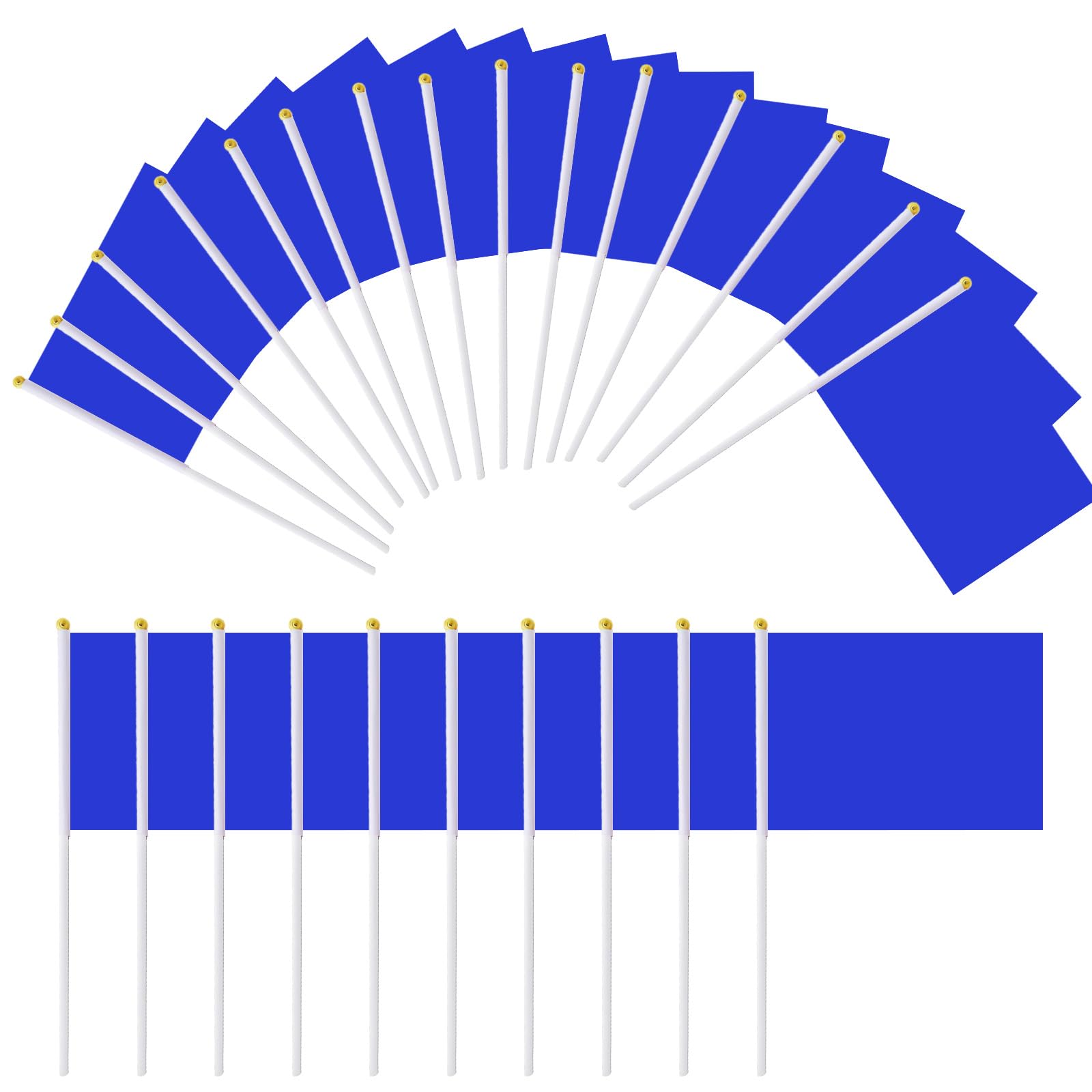 100 Pcs Blue Mini Flags on Sticks Hand Waving Flags Small Handheld DIY Available for Sports Events Parties Celebrations Parades Festivals Decorations National Day Events 5.5 x 8.3 Inch 14 x 21 cm