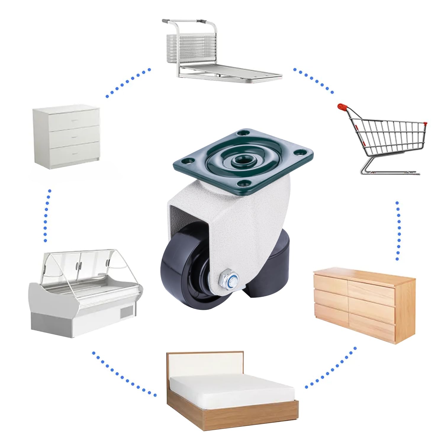 KATSU Ruedas Niveladoras 4 Piezas 550kg Carga Estática 50mm Giratorias Retráctiles Altura Ajustable