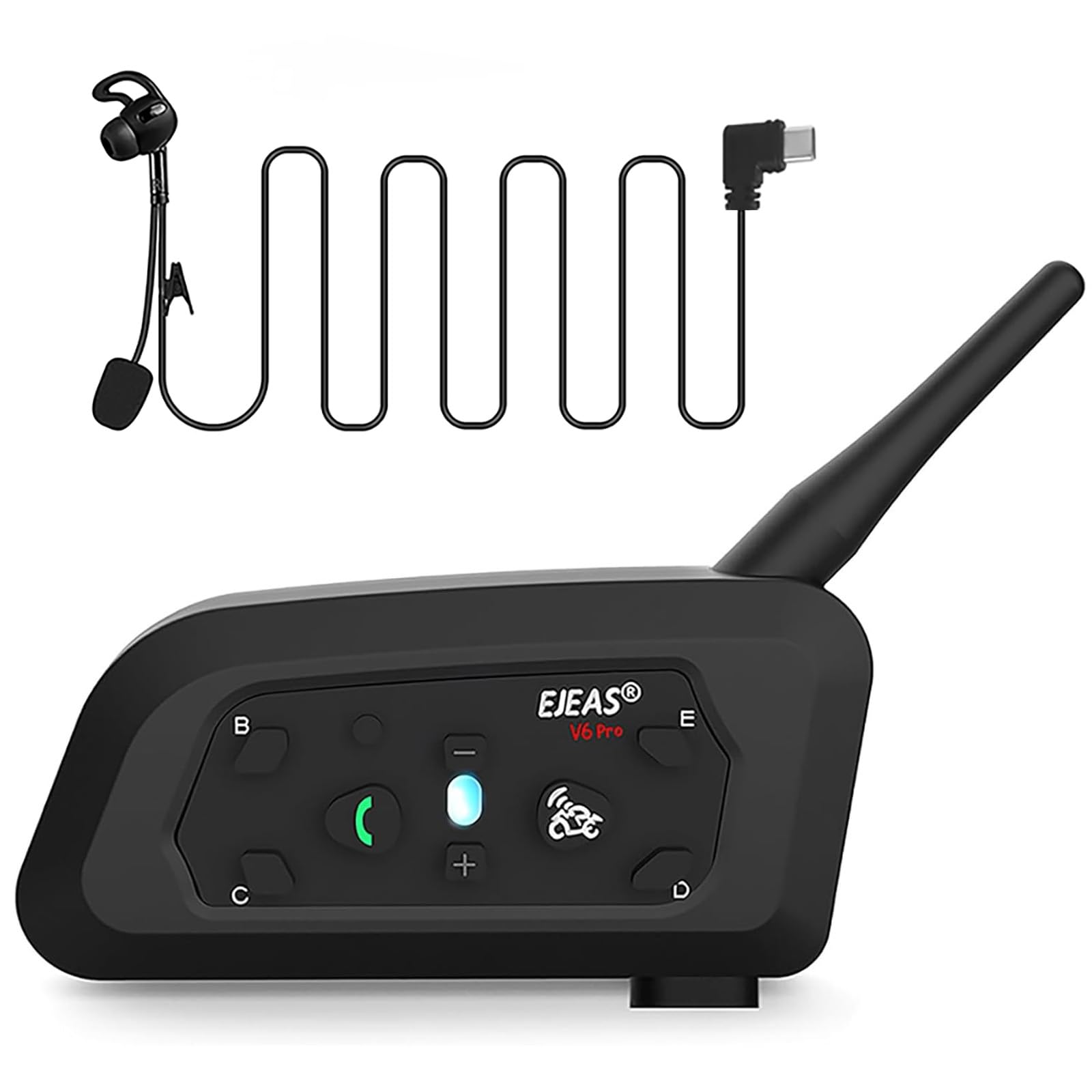 EJEAS V6C - Auriculares de intercomunicación Bluetooth para árbitro de fútbol con reducción de ruido CVC y bolsa para 2 árbitros (1 unidad)