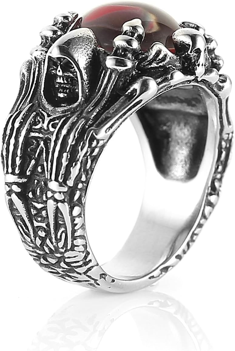 HZMAN Devil's Eye Ring for Men Biker Stainless Steel Gothic Punk Demon Claw Evil Eye Ring Halloween Jewelry Gift - Image 6