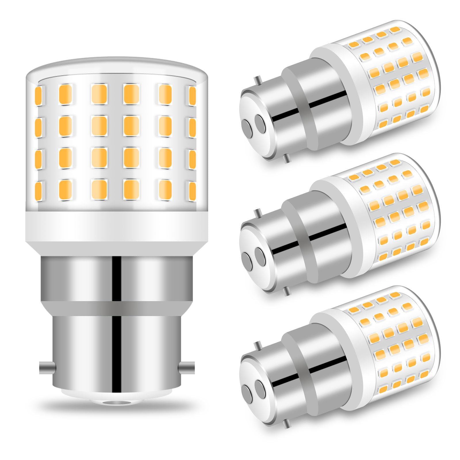 TRIJZHOU B22 LED Bayonet Light Bulbs Equivalent 60W, Warm White 3000K B22 Bayonet Lamp 6W, 806 Lumens, Non-Dimmable