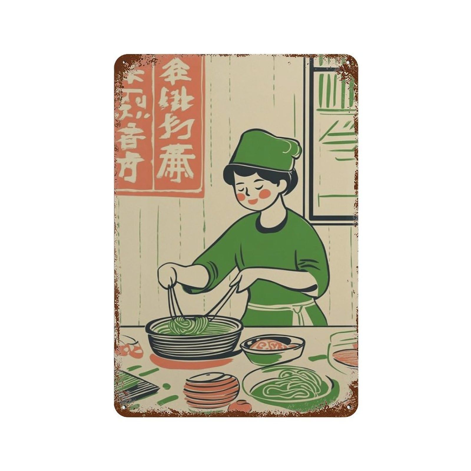 xiaoxiaoshen Ramen Cooking Japanese Kitchen Food Wall Decor Art Metal Tin Poster Modern Home Decor Art Home Bar Shop Decorations Vintage Sign 30x20cm
