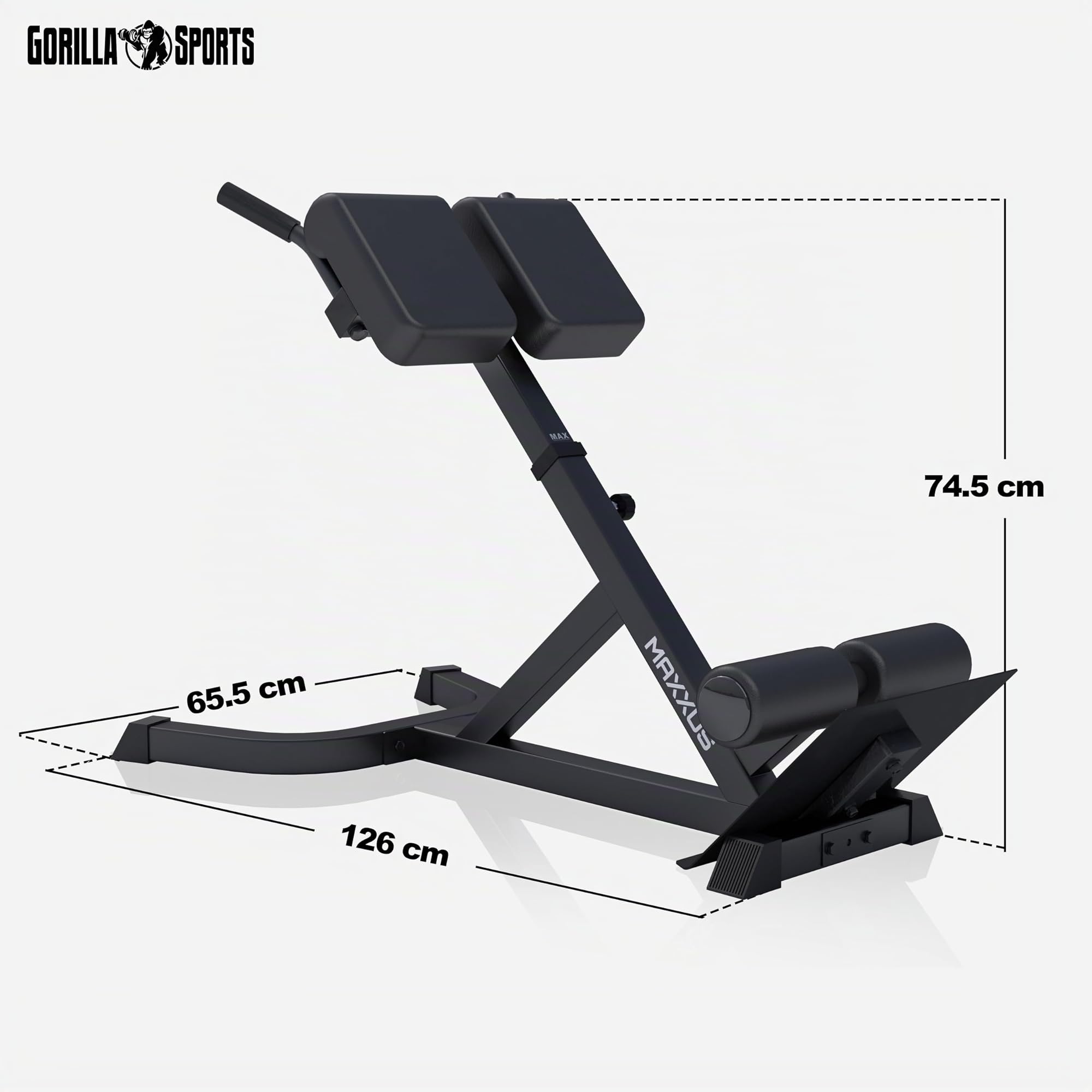 MAXXUS Panca Romana Palestra – Panca Hyperextension, Panca Addominali Regolabile – Struttura Robusta in Acciaio – Imbottiture Extra Spesse – Attrezzi Palestra Casa per Schiena, Core e Glutei, Home Gym