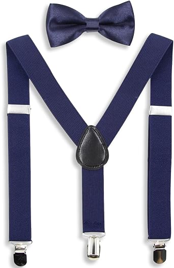 HANERDUN Kids Suspenders Bowtie Sets Adjustable Suspender Set for Boys and Girls