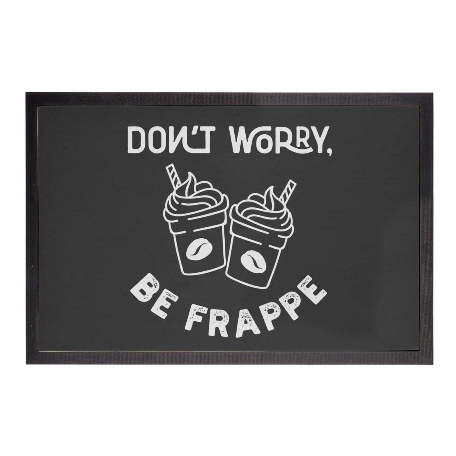 Paillasson noir Don't Worry Be Frappe grand tapis d'entrée été 75x50cm