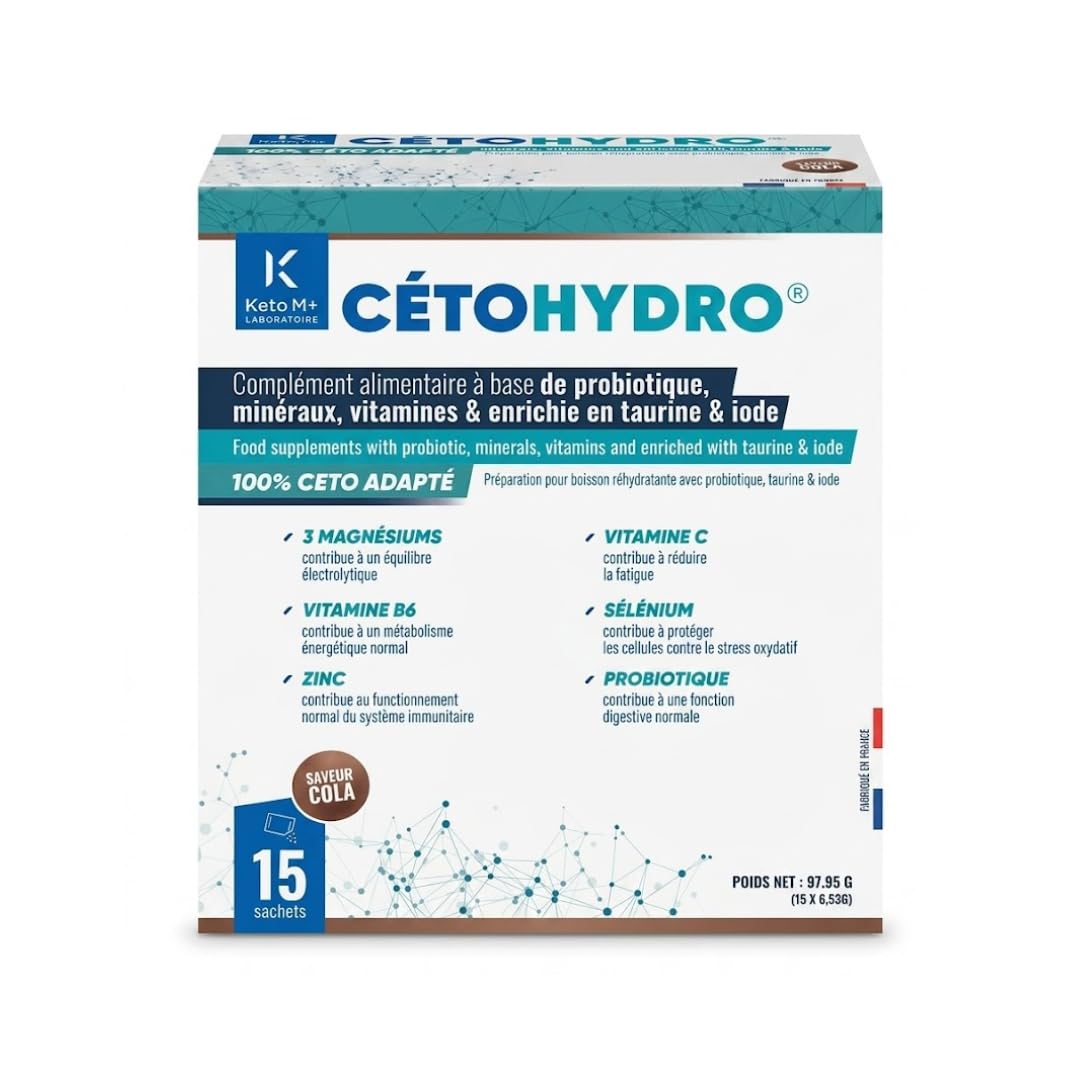 CetoHydro Taurine Cola – Complément Keto Énergie & Électrolytes – Taurine 400 mg, Vitamines & Minéraux – Arôme Cola Naturel