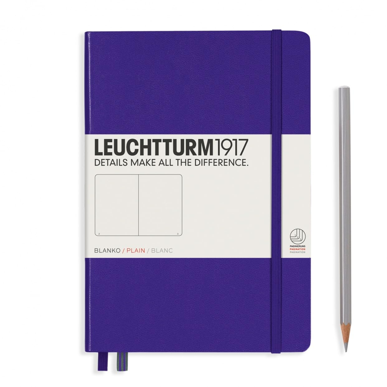 LEUCHTTURM1917 - Notebook Hardcover Medium A5-251 Numbered Pages for Writing and Journaling (Purple, Plain)