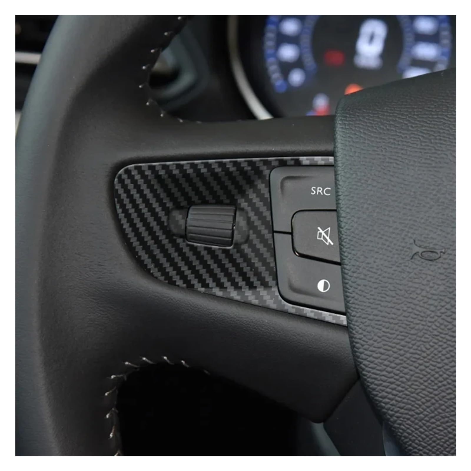 3 sztuki/zestaw nakładek na kierownicę samochodową | Compatible With Peugeota,408 2014-2019,stylowe akcesoria samochodowe konsoli środkowej(ABS carbon fiber)