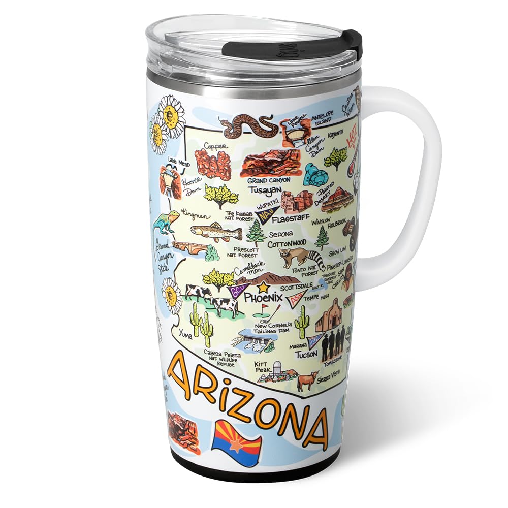 Swig Life 22oz Travel Mug, Insulated Tumbler with Handle and Lid, Travel Coffee Mug, Cup Holder Friendly, Stainless Steel 22 oz Tumbler, Reusable