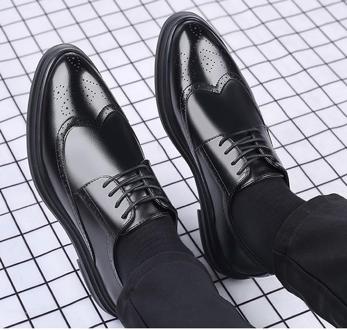 Men's Dress Shoes Mens Dressy Suit Tuxedo Shoes Prom Business Lace Up Derby Shoes Retro Comfortable Increasing Non-Slip Softsole Walking Oxford Shoes4