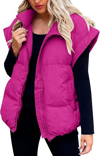 Lolvmvchi Warm Winter Fleece Coats Vest for Women Cap Sleeveless Zip Up Jacket Winter Warm Padded Gilet Long Coat for Wo
