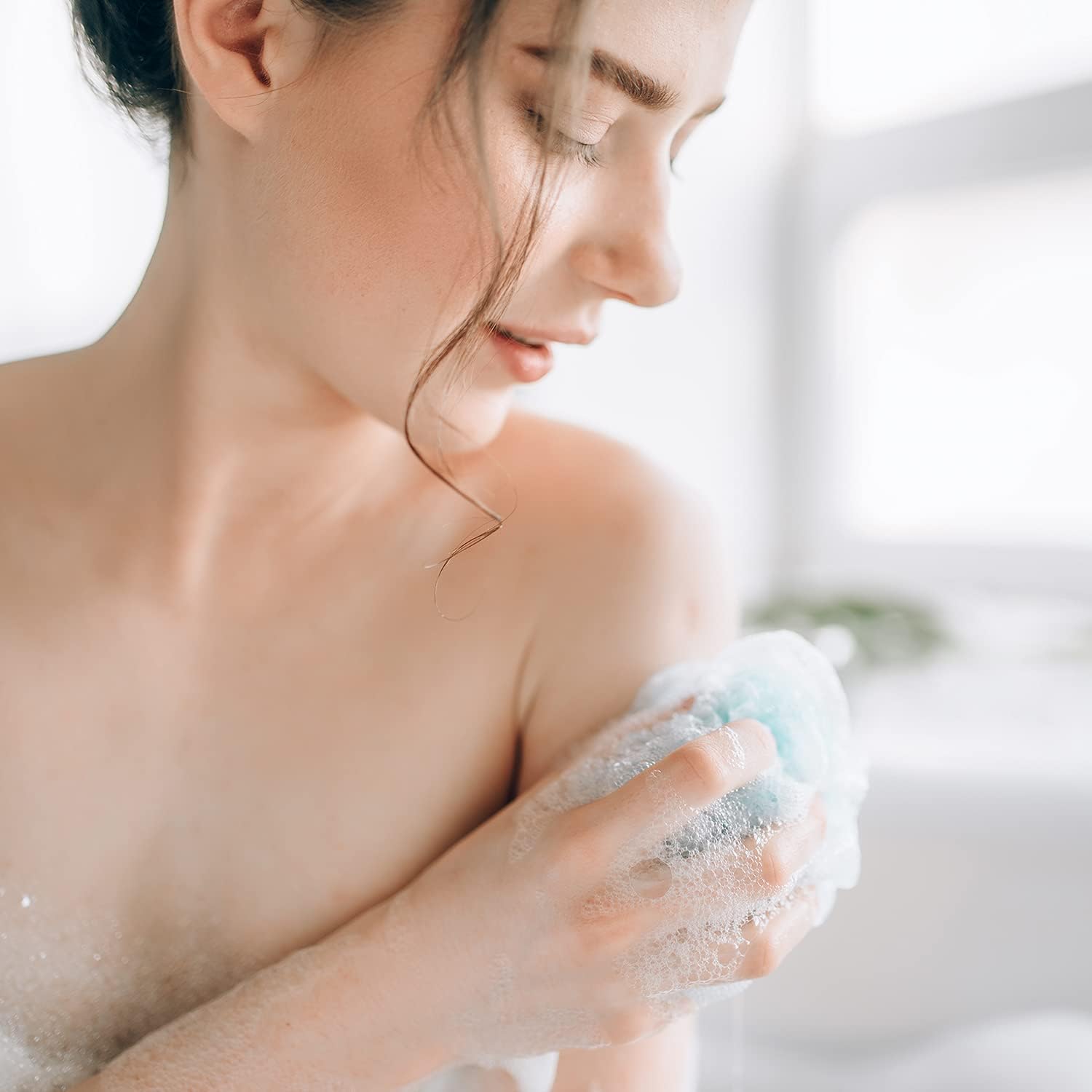 Spa Savvy 6 Pack Bath 50 Gram 5'' Shower Pouf Loofah with Suction Cups (As Shown in The Image) : Beauty & Personal Care