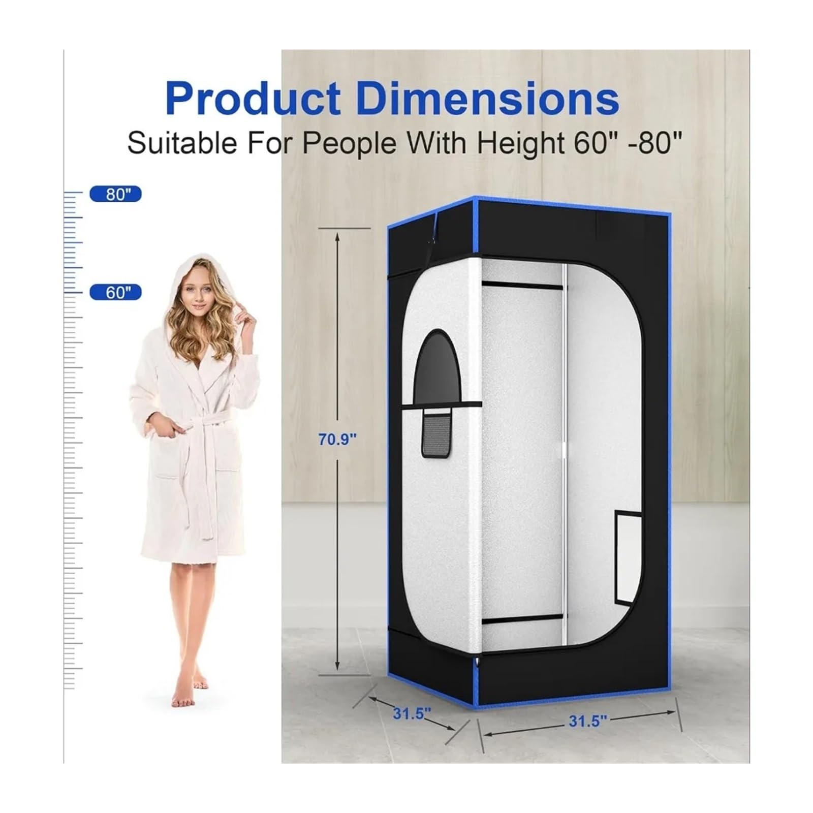 Portable Steam Sauna, Full Size Box, 600D Canvas Personal Spa 3L & 1200W Generator with Remote Control