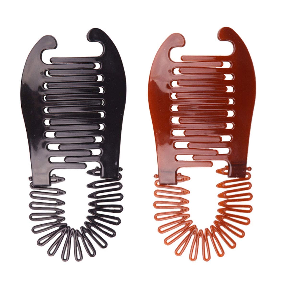 2PCS Plastic Interlocking Banana Clip Clincher Interlocking Two Sides Hair Comb Elongated