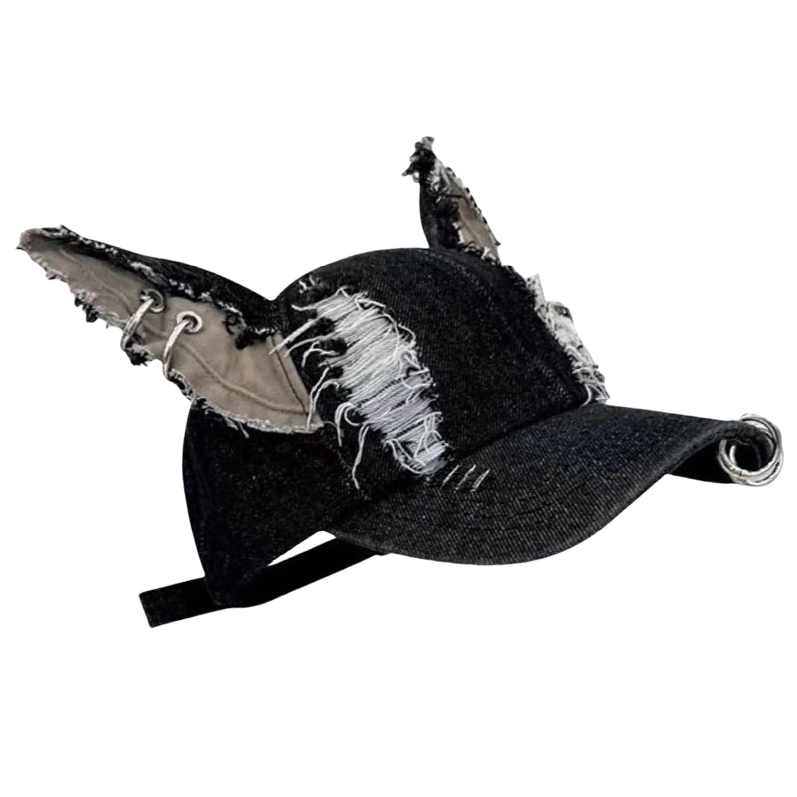 CAZSTYK Distressed Sunproof Hat Cool 2000s Truckers Hat Women Adjustable Snapbacks with Ripped Edges with 3D Dog Ear Daily Wear Hiphop