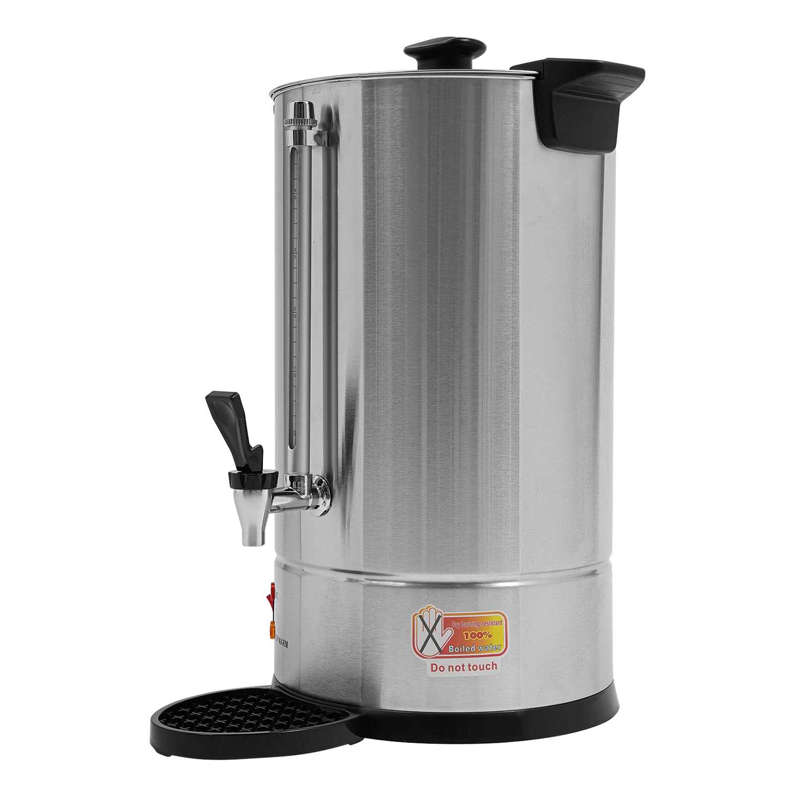 Coffee Urn, Commercial-Grade Large 3.96gal Capacity Tabletop Coffee Urn, 1500w Stainless Steel Electric Hot Water Pot Urn, Water Gauge, Overheat Protection, Rotating Lid, Silver
