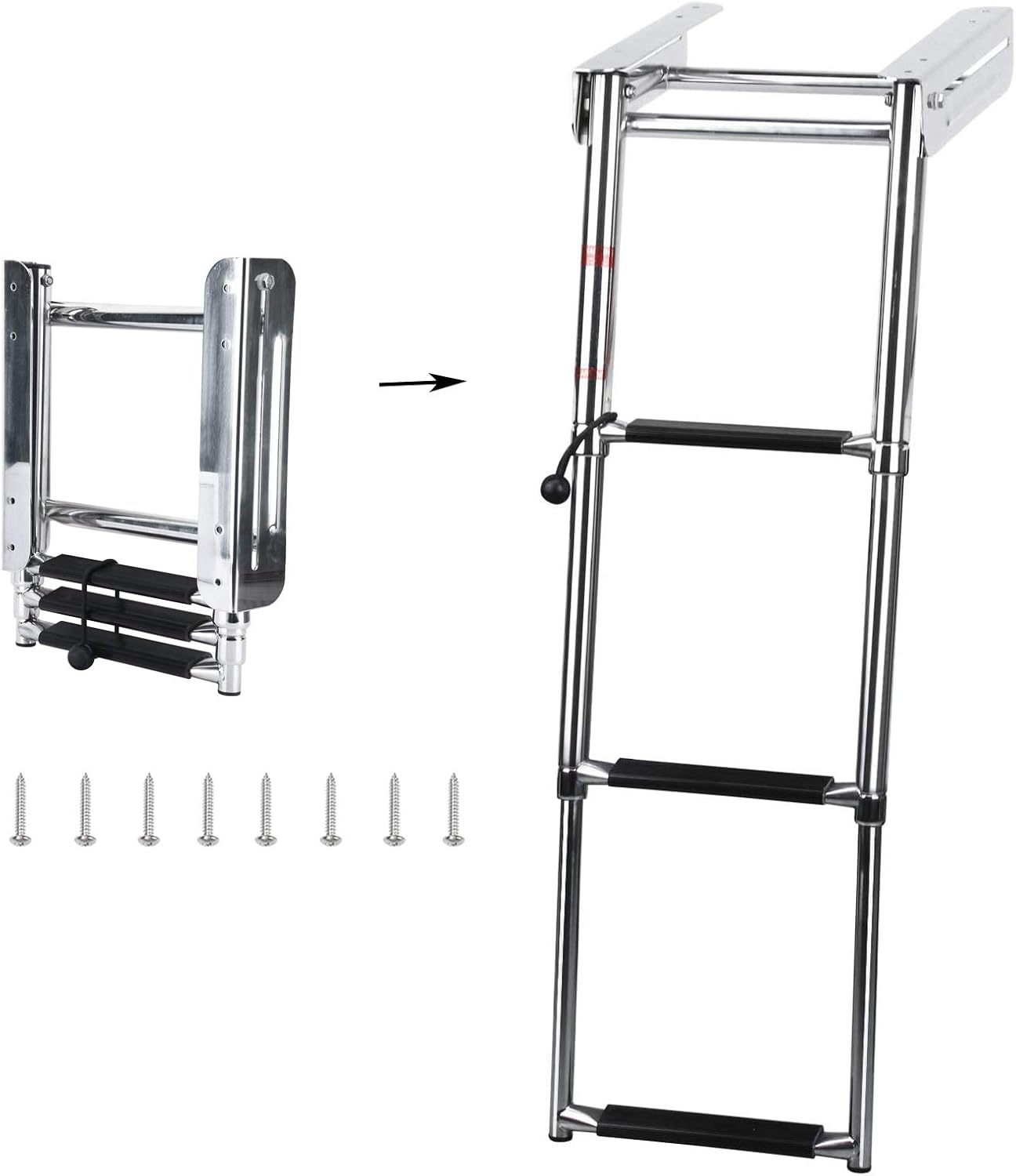 Buy Marine 34" Boat Swim Ladder 3 Step Dock Ladder Heavy Duty Stainless