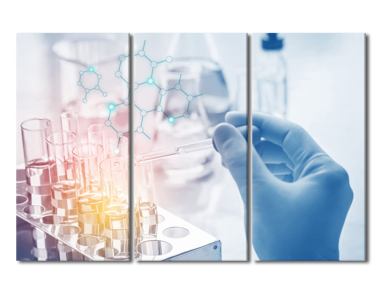 TUMOVO Canvas Wall Art Scientist Hand Holding Test Tubes Laboratory Research Wall Decoration for Living Room Scientist Bedroom Decor Posters and