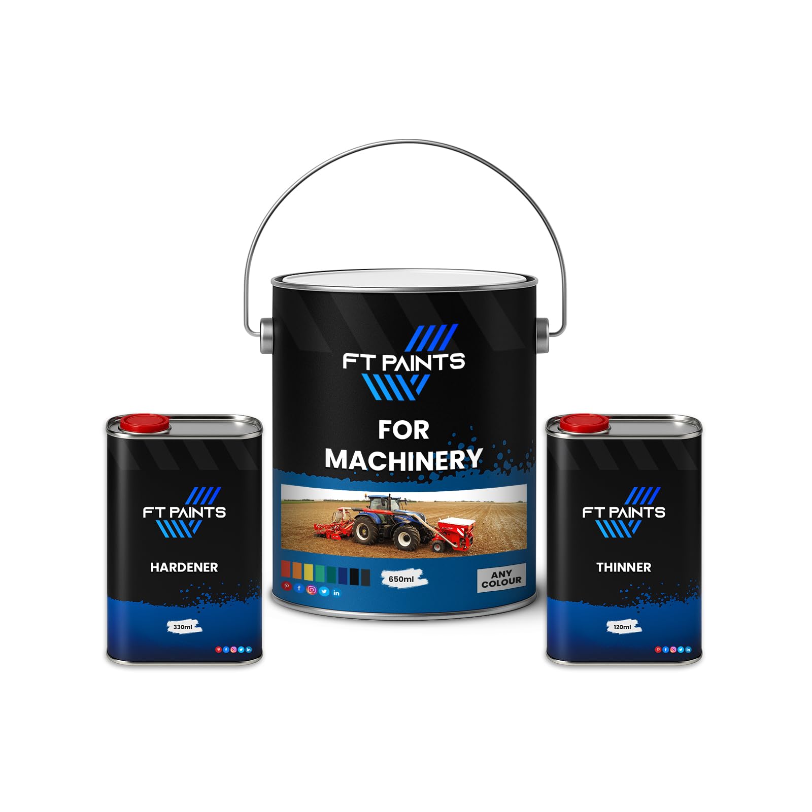 FabioT. FT Paints 1.10 L Kit High-Coverage Paint with Satin Finish for Machinery- RAL 7012-Basalt Grey
