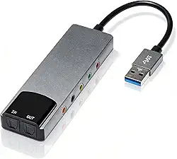 Gugxiom Placa de som surround USB 7.1, placa de som externa 5.1 com áudio digital SPDIF, para laptop e PC