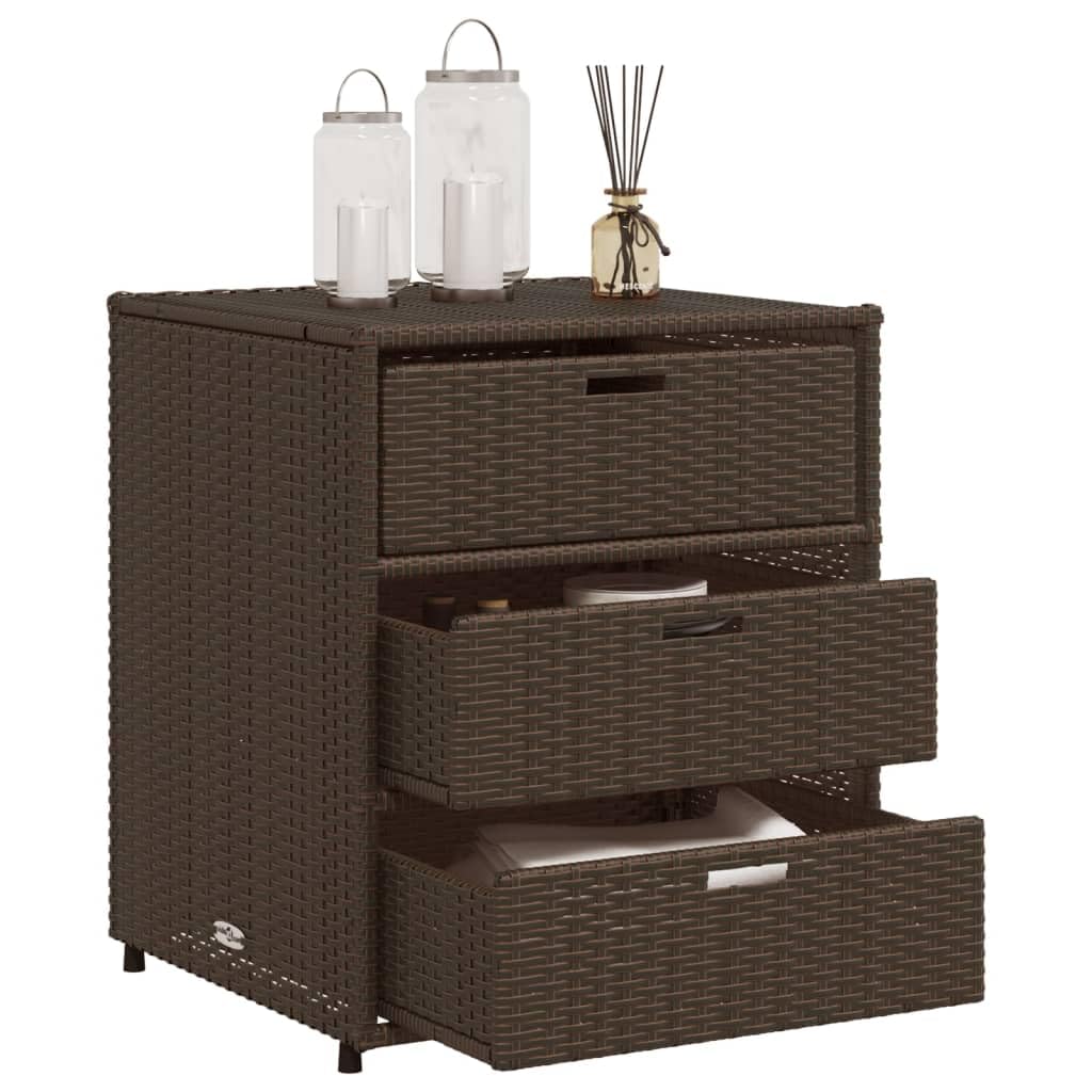 Gartenschrank Braun 55x59x69 cm Poly Rattan, Geräteschuppen, Gerätehaus, Wetterfest, Outdoor Schrank, Gartenhausschränke, Terrassenschrank - 365556