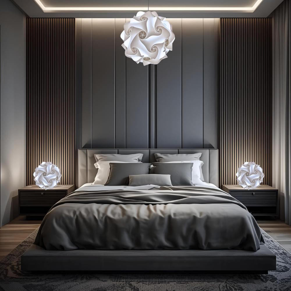 Lampadesign ® Lampada da comodino Camera da letto a Led Sfera Bianca moderna Abat jour FIOCCO 23 cm Luce notte lettura relax Tavolo Tavolino Scrivania Lampadina E27 Lampade comodini stanza