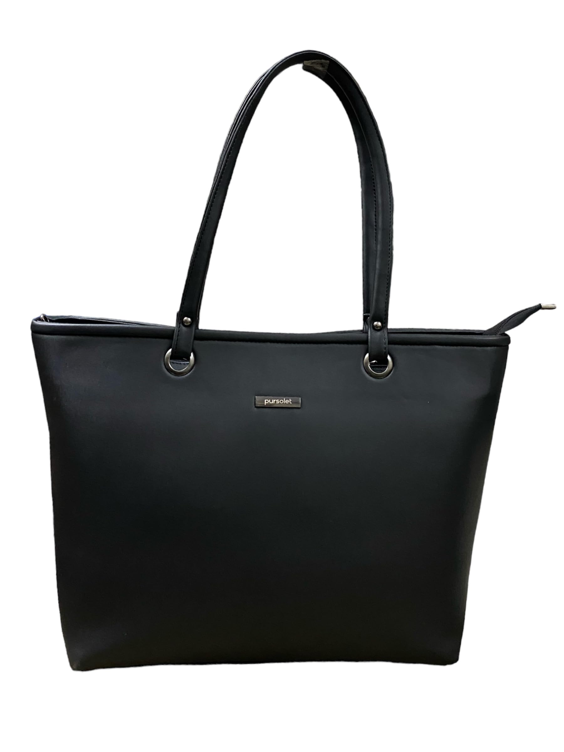 Pursolet Vegan Leather Tote: Chic & Functional Womens Bag with Laptop Compartment. Perfect for Work & Leisure (Black) (B0CWLLC6XT) Amazon Price History, Amazon Price Tracker