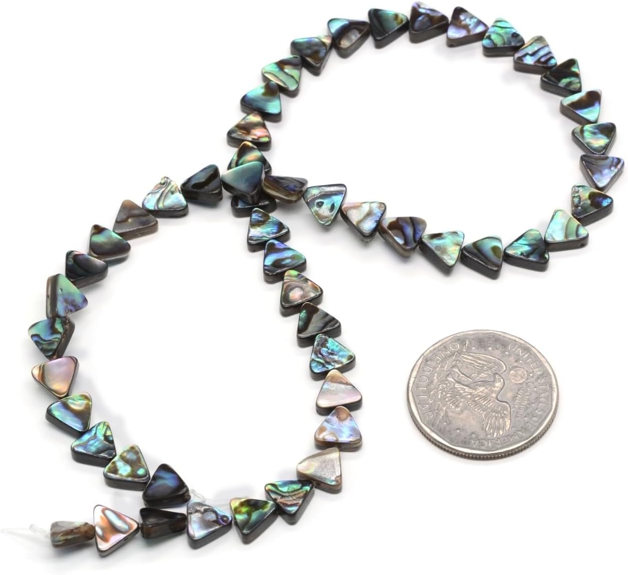 Natural Abalone Shell 8mm Flat Triangle Loose Beads Strand 16"