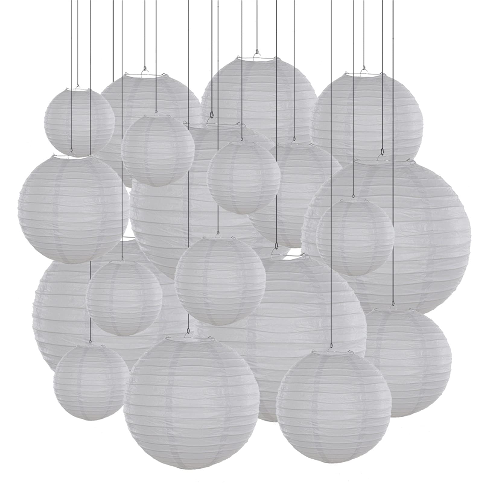 Festival de farolillos 20 piezas/lote tamaño de mezcla 6 '' - 12 '' farolillos de papel rosa bola de papel chino para decoración colgante privada de boda (color: blanco)